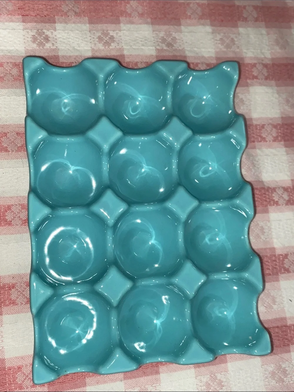 Turquoise Ceramic Dozen Egg Tray